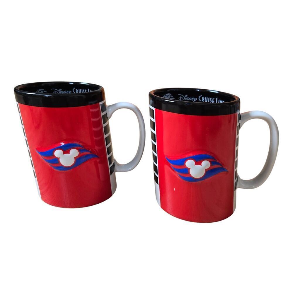 Disney Cruise Line Slanted Smokestack Coffee Mug Mickey Mouse Raised Emblem